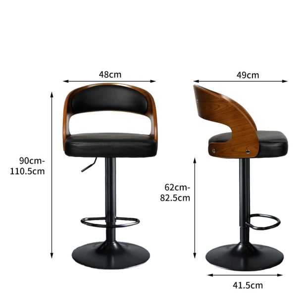 1x Bar Stools Kitchen Gas Lift Wooden Beech Chair Swivel Image 3