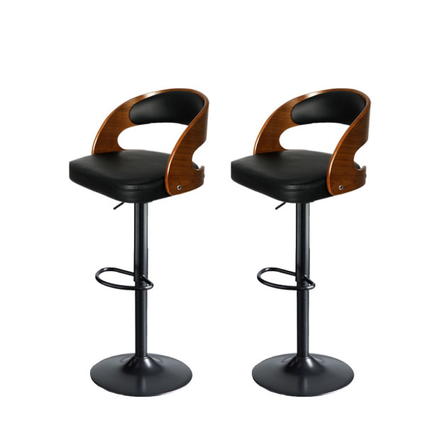 1x Bar Stools Kitchen Gas Lift Wooden Beech Chair Swivel