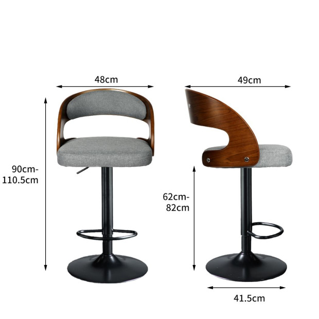 1x Bar Stools Kitchen Gas Lift Wooden Beech Chair Swivel Image 3