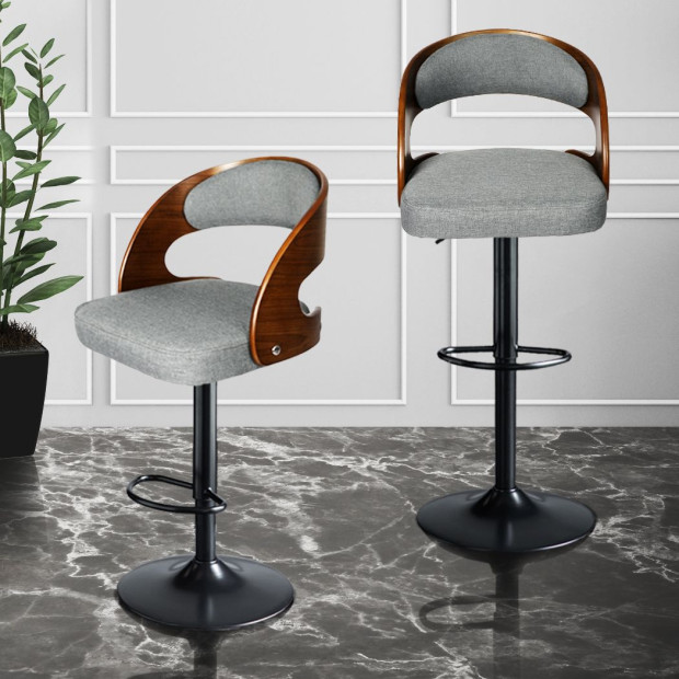 1x Bar Stools Kitchen Gas Lift Wooden Beech Chair Swivel Image 7