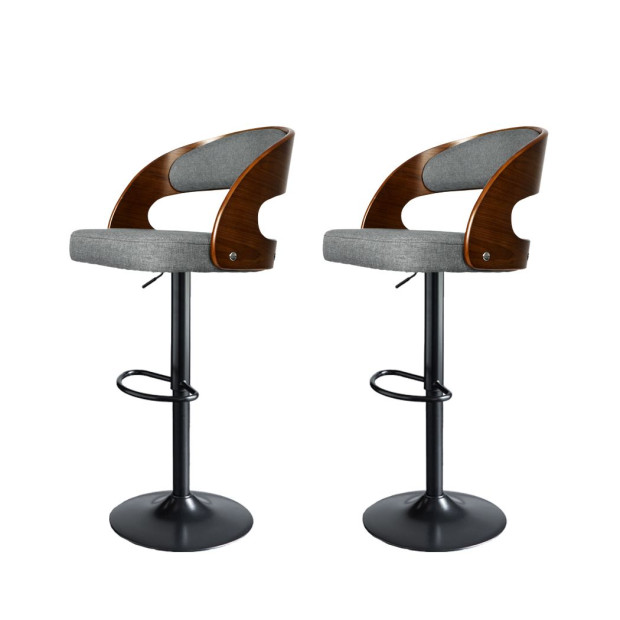 1x Bar Stools Kitchen Gas Lift Wooden Beech Chair Swivel