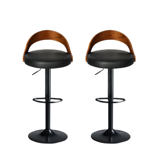 1x Bar Stools Kitchen Gas Lift Wooden Beech Stool Chair Swivel Image 2