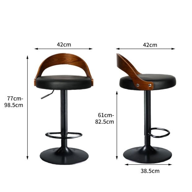 1x Bar Stools Kitchen Gas Lift Wooden Beech Stool Chair Swivel Image 3