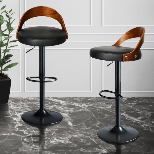 1x Bar Stools Kitchen Gas Lift Wooden Beech Stool Chair Swivel Image 7