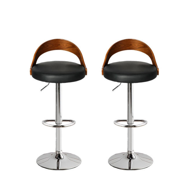 1x Kitchen Bar Stools Gas Lift Wooden Beech Stool Metal Black Image 2