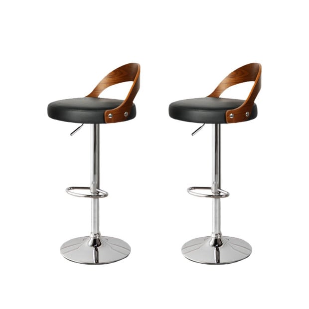 1x Kitchen Bar Stools Gas Lift Wooden Beech Stool Metal Black