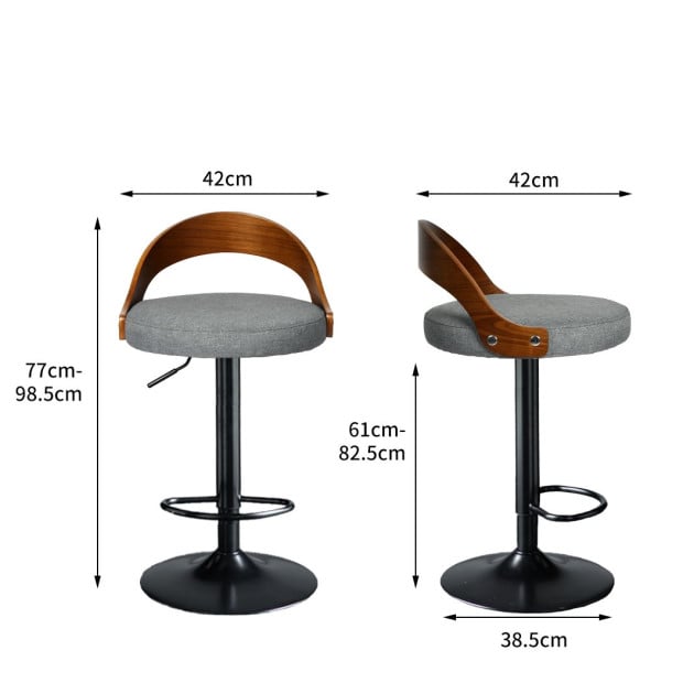 1x Bar Stools Kitchen Gas Lift Wooden Beech Stool Chair Swivel Image 3