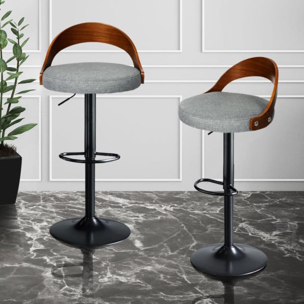 1x Bar Stools Kitchen Gas Lift Wooden Beech Stool Chair Swivel Image 7