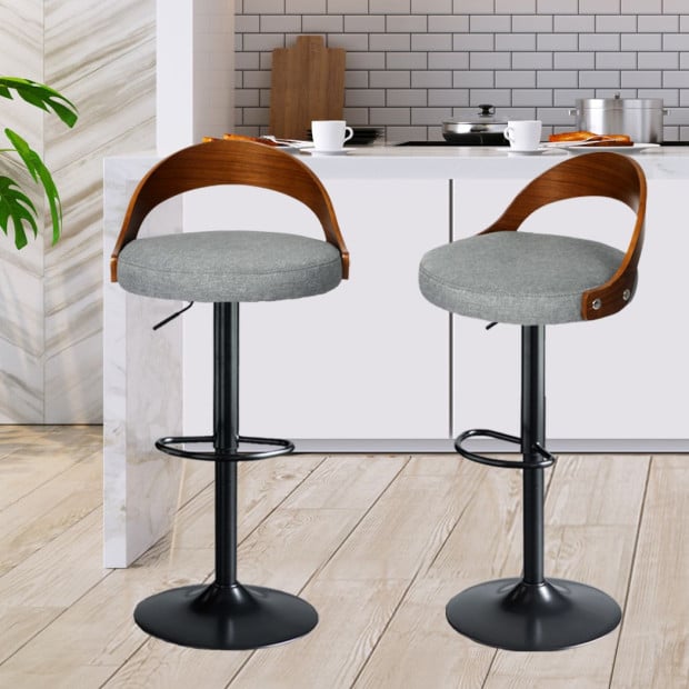 1x Bar Stools Kitchen Gas Lift Wooden Beech Stool Chair Swivel Image 8