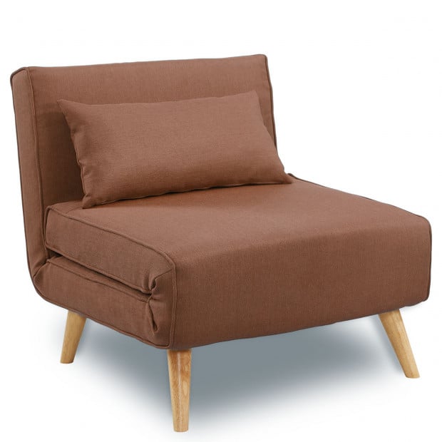 Siena Faux Linen Single Sofa Bed Chair by Sarantino - Brown