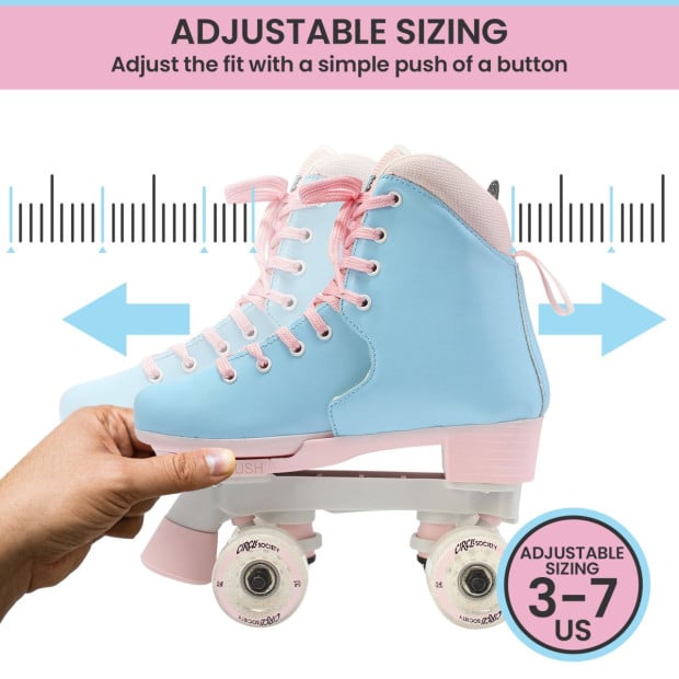 Circle Society Adjustable Kids Quad Roller Skates - Cotton Candy Image 7