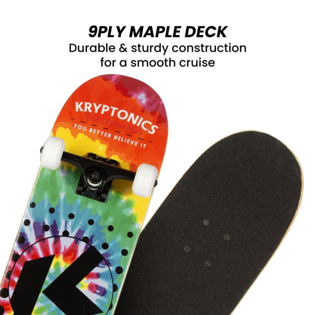 Kryptonics 31-inch Star Series Complete Skateboard Rainbow Dot Image 7