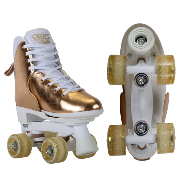 Circle Society Adjustable Quad Kids Roller Skates - Metallic Rose Gold Image 3