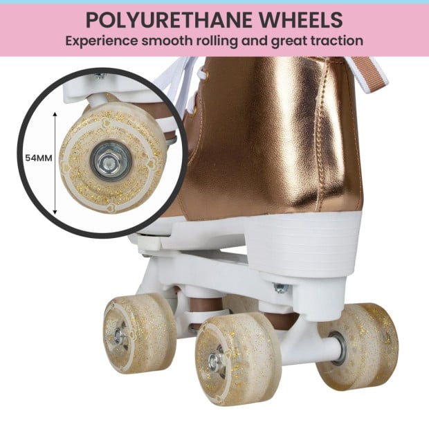 Circle Society Adjustable Quad Kids Roller Skates - Metallic Rose Gold Image 9