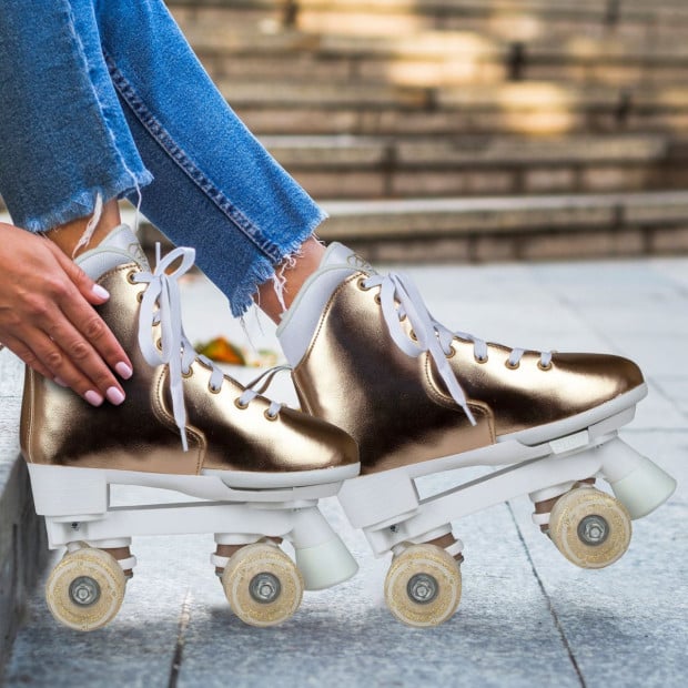Circle Society Adjustable Quad Kids Roller Skates - Metallic Rose Gold Image 10
