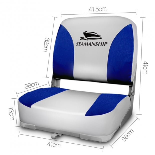 Set of 2 Swivel Folding Boat Seats - Grey & Blue Image 2