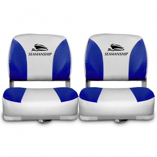 Set of 2 Swivel Folding Boat Seats - Grey & Blue Image 5