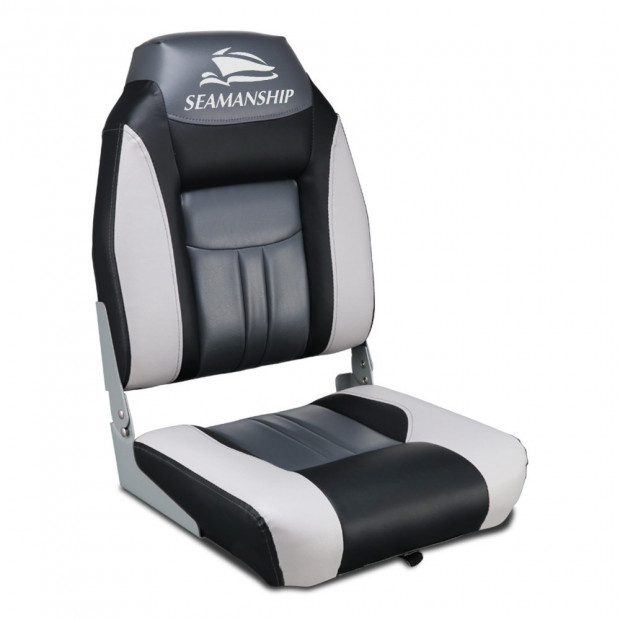 Set of 2 Swivel Folding Boat Seats - Grey & Black