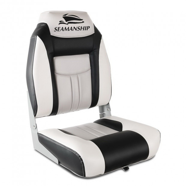 Set of 2 Swivel Folding Boat Seats - Grey & Black