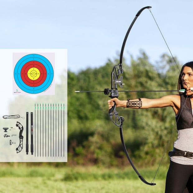 55lbs Bow Arrow Set Recurve Takedown Archery Hunting For Beginner Green Image 5
