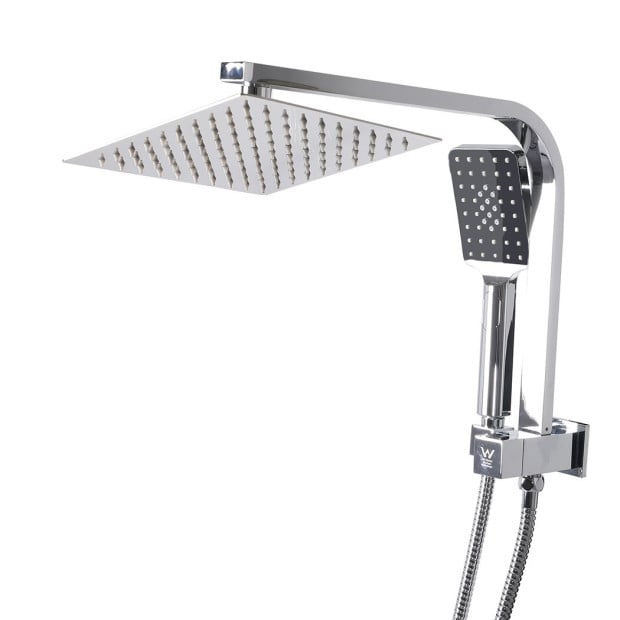 Rain Shower Head Set Silver Square Taps Mixer Handheld High Pressure 8 Image 2