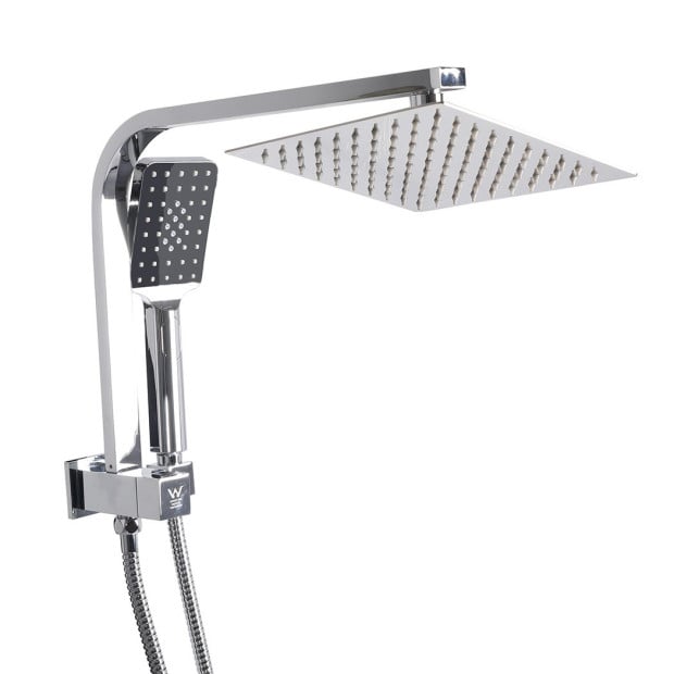 Rain Shower Head Set Silver Square Taps Mixer Handheld High Pressure 8
