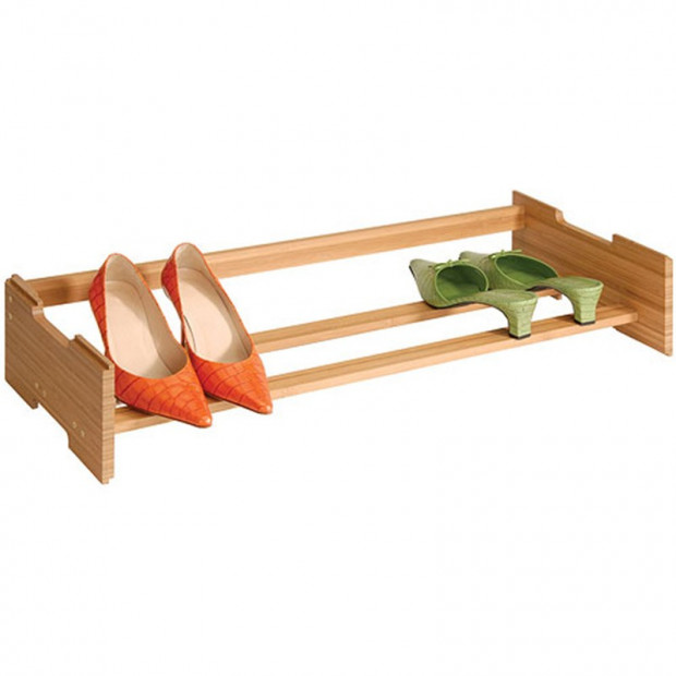 One Tier Stackable Bamboo Shoe Rack