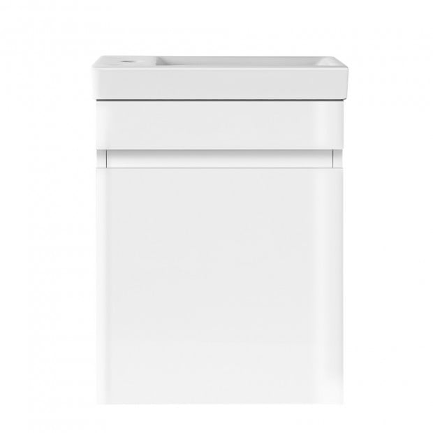 Bathroom Vanity Ceramic Basin Sink Cabinet Wall Hung White Image 2