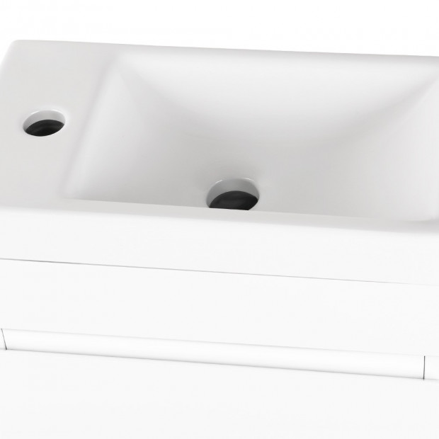 Bathroom Vanity Ceramic Basin Sink Cabinet Wall Hung White Image 3