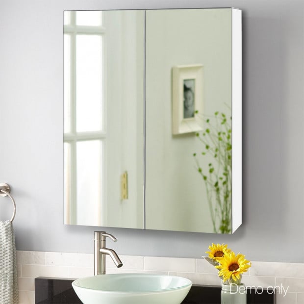 Bathroom Vanity Mirror with Storage Cabinet - White Image 9
