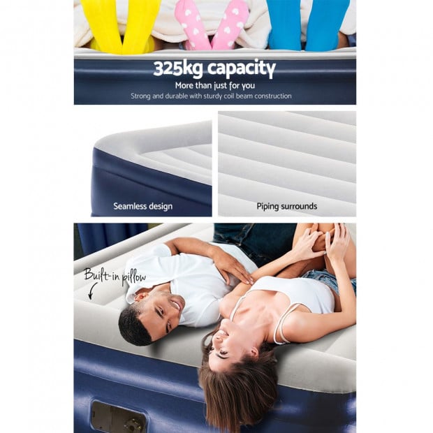 King Air Bed Inflatable Mattress Sleeping Mat Battery Built-in Pump Image 5