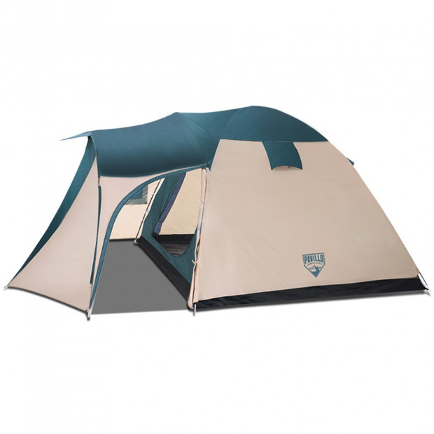 8 Person Camping Dome Tent - Green & Cream White
