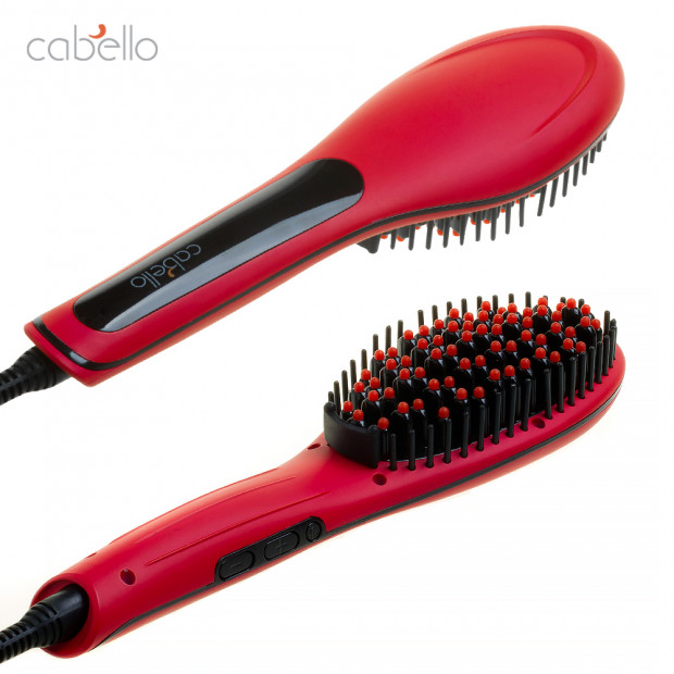 Cabello Glow Hot Straightening Brush - Red