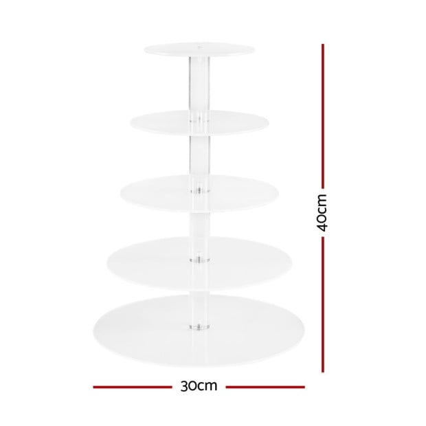 5-star Chef Cake Stand 5 Tiers Acrylic Holder Display Round Clear Wedding Party Image 2