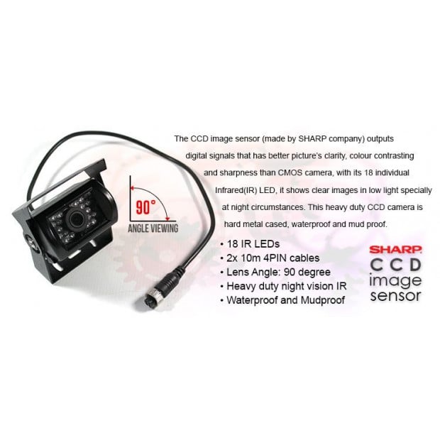 Elinz 7In lcd Monitor Hd 12v/24v 4pin Ir Led Ccd Reversing Camera Image 6