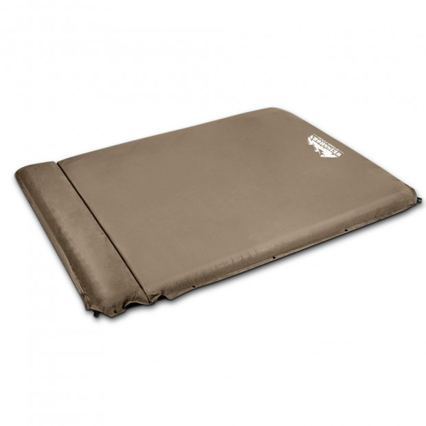 Double Size Self Inflating Mattress Mat 10CM Thick Coffee Image 3