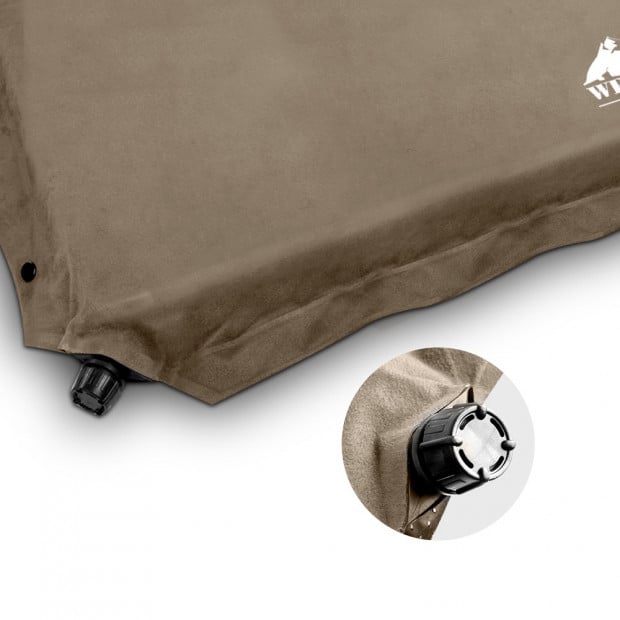 Double Size Self Inflating Mattress Mat 10CM Thick Coffee Image 5