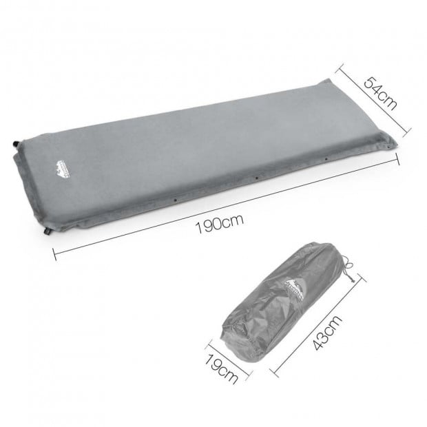Self Inflating Mattress Single 10cm Grey Image 2