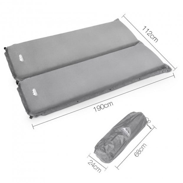 Self Inflating Mattress Camping Sleeping Mat Air Bed Pad Double Coffee Image 2
