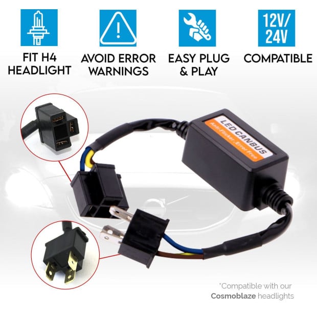 H4 LED Headlight Canbus Conversion Kit Decoder Canceller Load Resistor