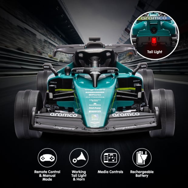 Aston Martin Aramco F1 Licensed Electric Kids Race Car Image 5