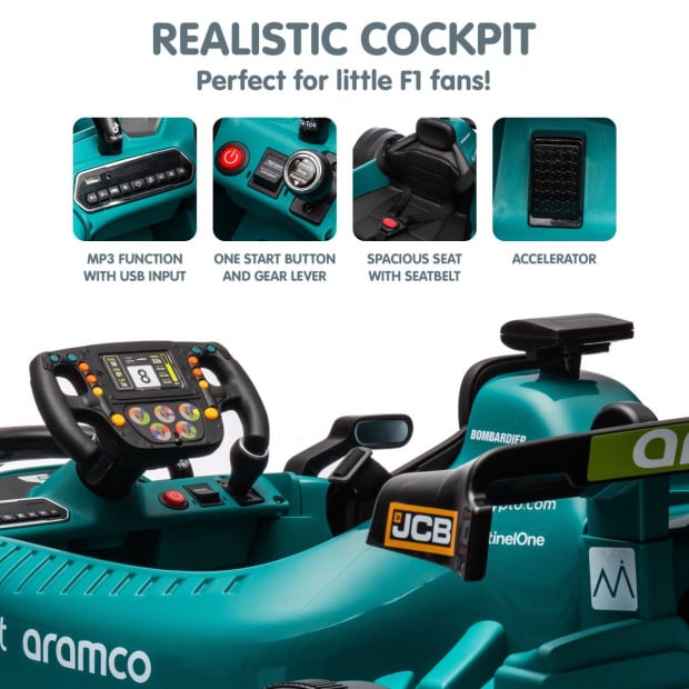 Aston Martin Aramco F1 Licensed Electric Kids Race Car Image 8
