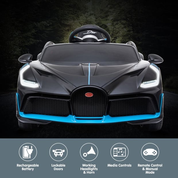 Authorised Bugatti Divo Electric Kids Car - Black Image 6