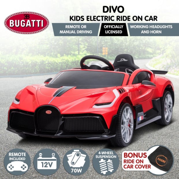 Authorized Bugatti Divo Electric Kids Car HL338 - Red