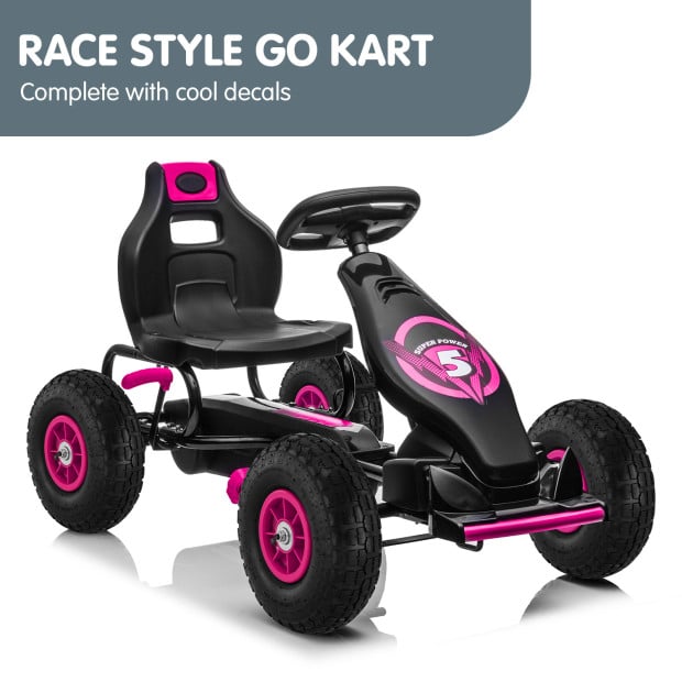Kahuna Kids Ride On Pedal Powered G18 Go Kart - Rose Pink Image 8