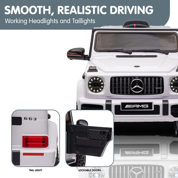 Mercedes Benz AMG G63 Licensed Electric Kids Car Remote Control - White Image 9