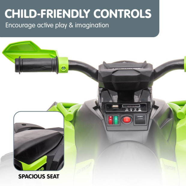 Kahuna GTS99 Kids Toy Electric Ride On Quad Bike Toy ATV 50W - Green Image 6