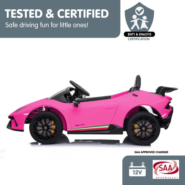 Lamborghini Performante Kids Electric Ride On Car Remote Control by Kahuna - Pink Image 14