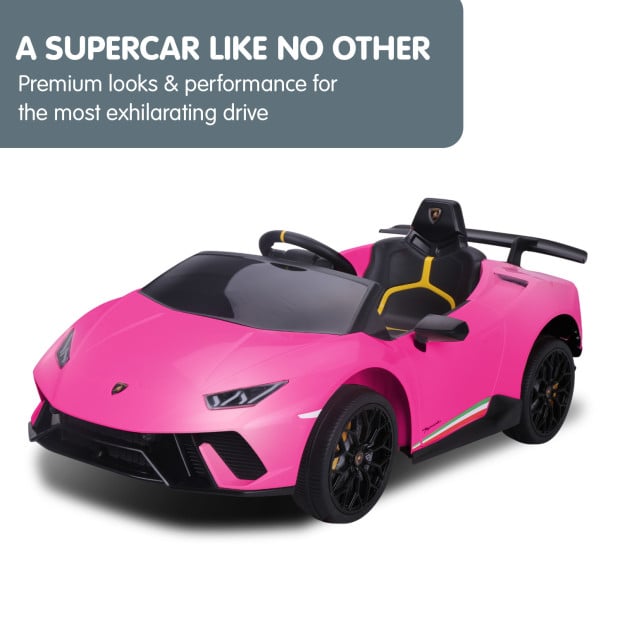 Lamborghini Performante Kids Electric Ride On Car Remote Control by Kahuna - Pink Image 12