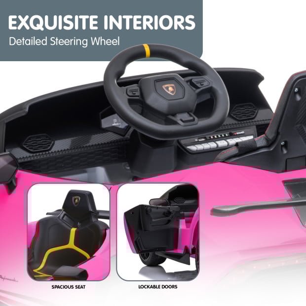 Lamborghini Performante Kids Electric Ride On Car Remote Control by Kahuna - Pink Image 5